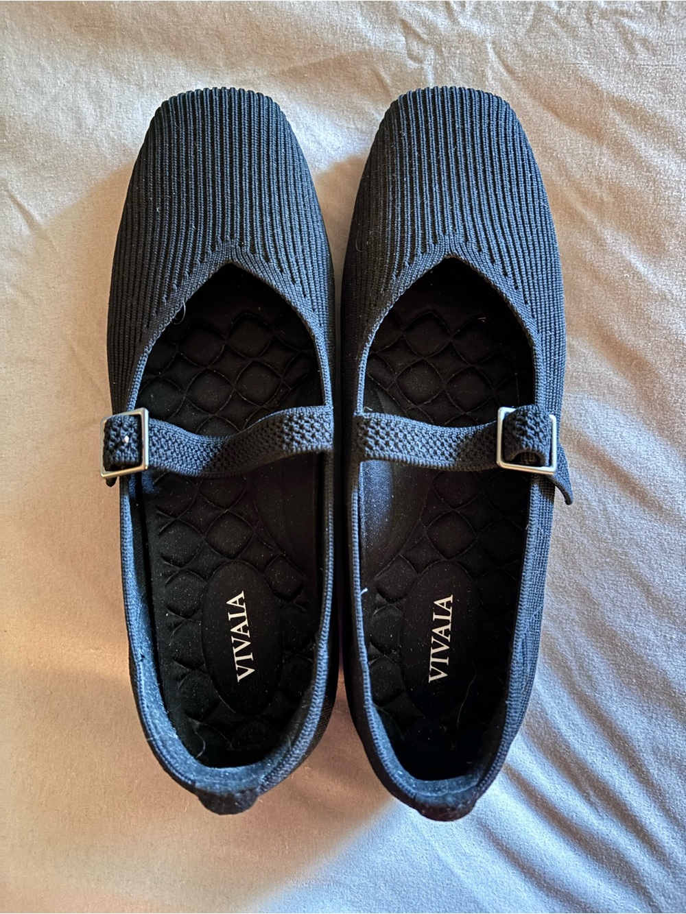 Women's Black Knit Mary Jane Flats